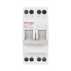 Comutator manual I-0-II SINOTIMER SF219G, 63A, 2 poli, 400V, montaj pe sina DIN